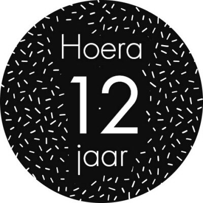 Sticker Hoera 12 jaar (sprinkles)