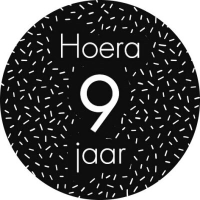 Sticker Hoera 9 jaar (sprinkles)