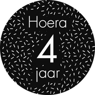 Sticker Hoera 4 jaar (sprinkles)