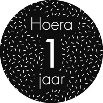 Sticker Hoera 1 jaar (sprinkles)