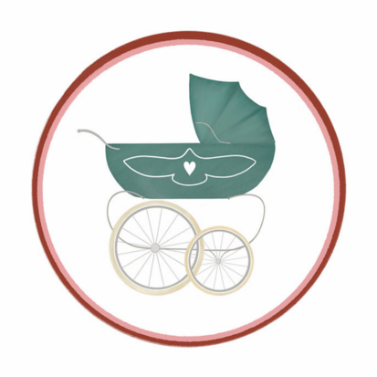 Sticker Vintage kinderwagen (middel)