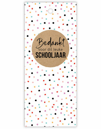 Cadeaulabel Bedankt voor dit leuke schooljaar (confetti)