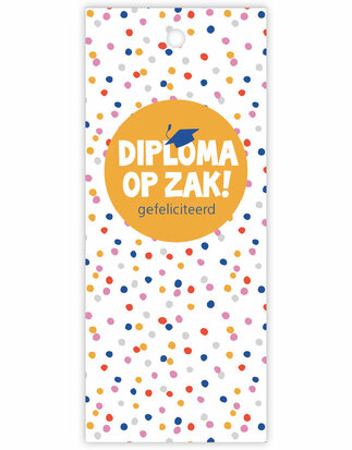 Cadeaulabel Diploma op zak! (confetti)