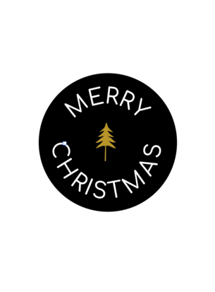 Sticker Merry Christmas black/white/gold