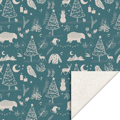 Cadeaupapier X-mas Vintage Blue 