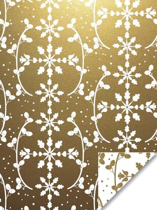 Cadeaupapier Snow Chrystal Gold