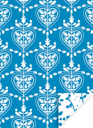 Cadeaupapier Folk Hearts Blue