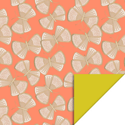 Cadeaupapier Big Butterfly Nude/Salmon - Yellow 