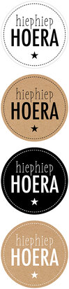 Sticker Hiep hiep hoera naturel assorti