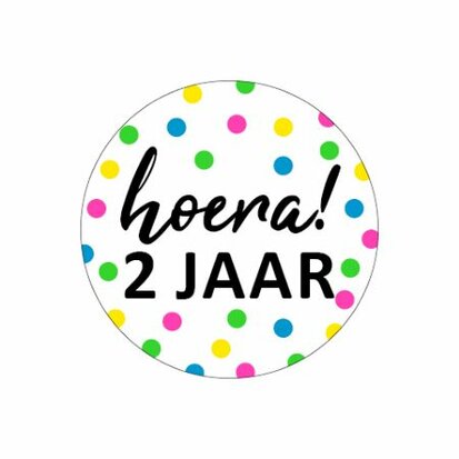 Sticker Hoera! 2 jaar multicolor