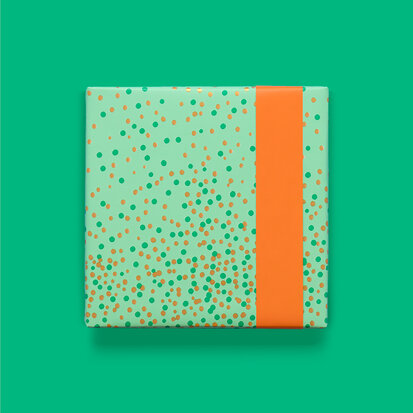 Cadeaupapier Dots Bright Green Gold - Orange 