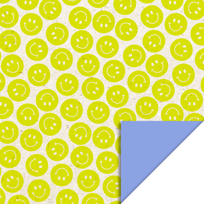 Cadeaupapier Smiley Lemon Yellow - Blue 