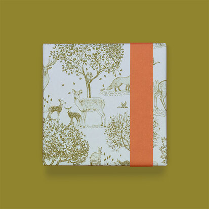 Cadeaupapier Forest Animals Blue - Dark Orange