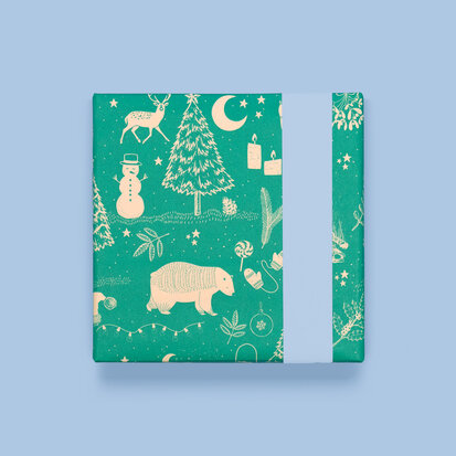 Cadeaupapier Xmas Vintage Forest Green - Blue 