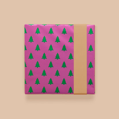 Cadeaupapier Tree Green Foil Deep Pink - Nude 