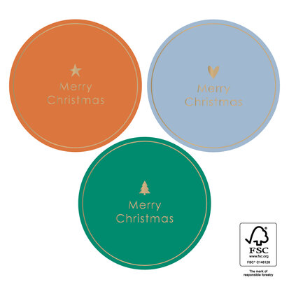 Stickers Multi - Text Merry Christmas Gold 