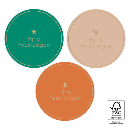 Stickers Multi - Tekst Fijne Feestdagen Goud 