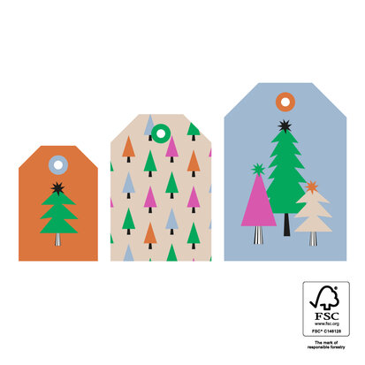 Cadeaulabels Xmas Multi Sizes - Trees (S - M - L) 