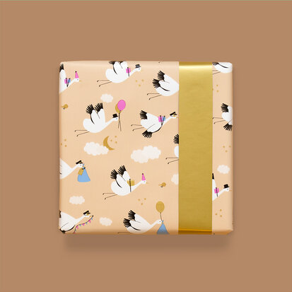 Cadeaupapier Baby Bird Beige - Gold