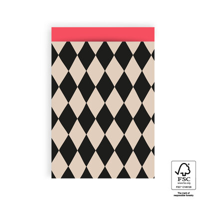 Cadeauzakjes Harlequin Black/Beige - Red 17 x 25 cm 