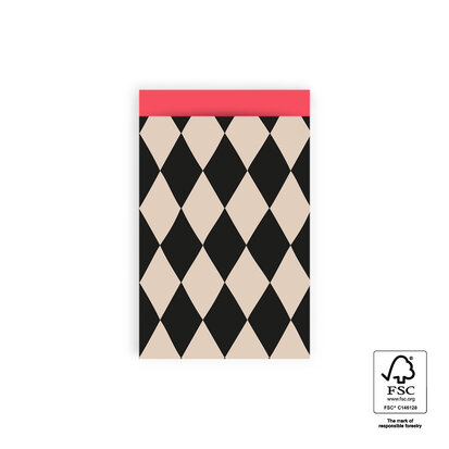 Cadeauzakjes Harlequin Black/Beige - Red 12 x 19