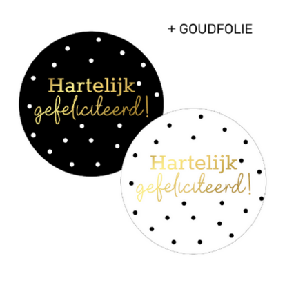 Sticker Hartelijk gefeliciteerd! + stippen (2 varianten)