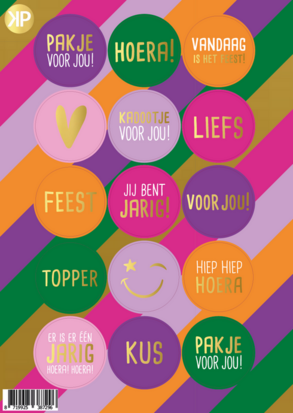 Stickervel Feest funky color