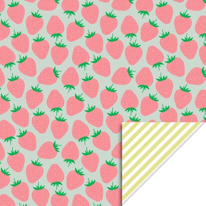 Cadeaupapier Strawberry Salmon - Stripe Yellow