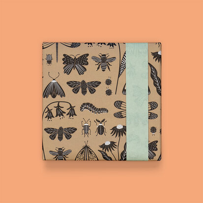 Cadeaupapier Insects Taupe - Pistache