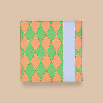 Cadeaupapier Harlequin Green/Salmon - Light Blue 