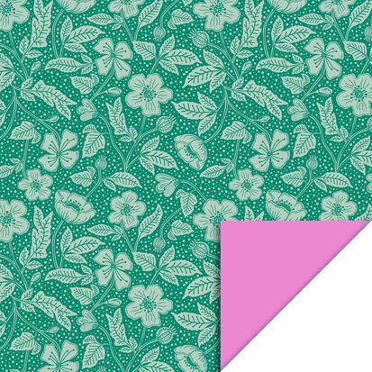 Cadeaupapier Poppy Green - Pink