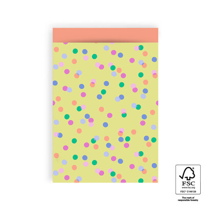 Cadeauzakjes Party Confetti Yellow - Salmon 17 x 25 cm 