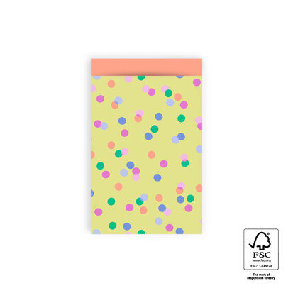 Cadeauzakjes Party Confetti Yellow - Salmon 12 x 19