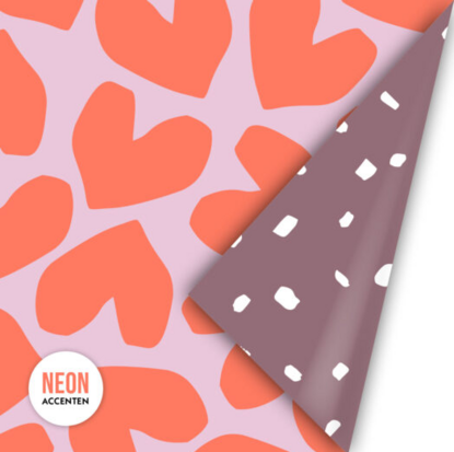 Cadeaupapier XL Solo hearts neon/lila