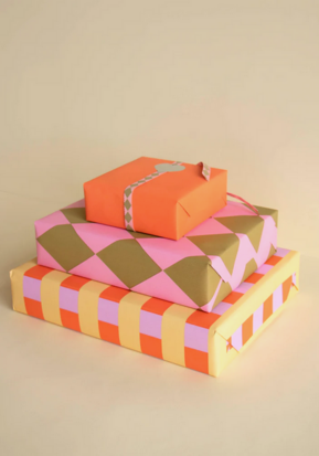 Cadeaupapier Diamond · rose + seaweed + blood orange