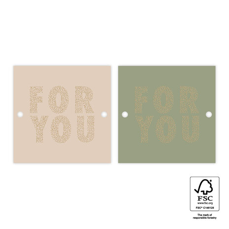 Cadeaulabel For you faded green