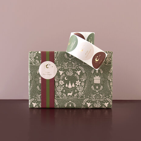 Cadeaupapier X-mas Illustration green - beet red 