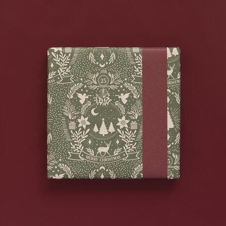 Cadeaupapier X-mas Illustration green - beet red 