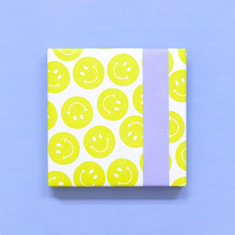 Cadeaupapier Smiley Lemon Yellow - Blue 