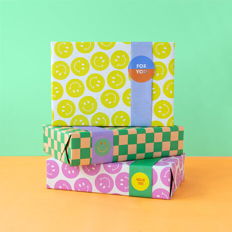 Cadeaupapier Smiley Bright Pink - Green