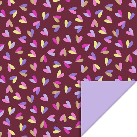 Cadeaupapier Hearts Duo Beet Red - Lilac 