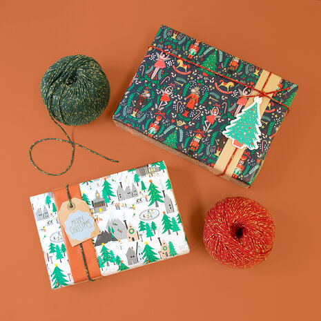 Cadeaupapier Xmas Village - Orange