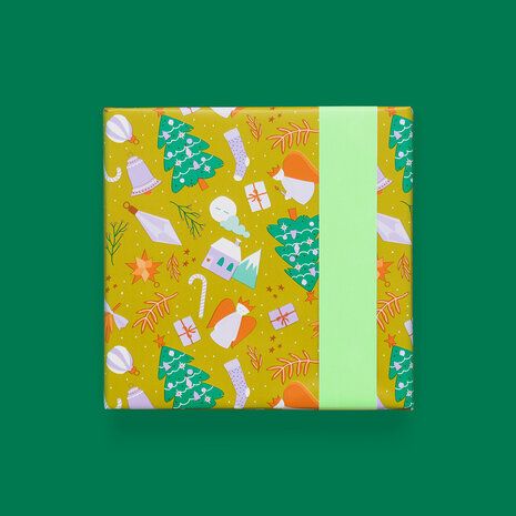 Cadeaupapier Xmas Time Olive - Mint