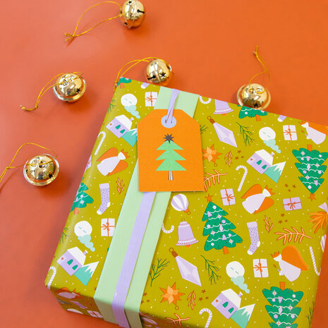 Cadeaupapier Xmas Time Olive - Mint