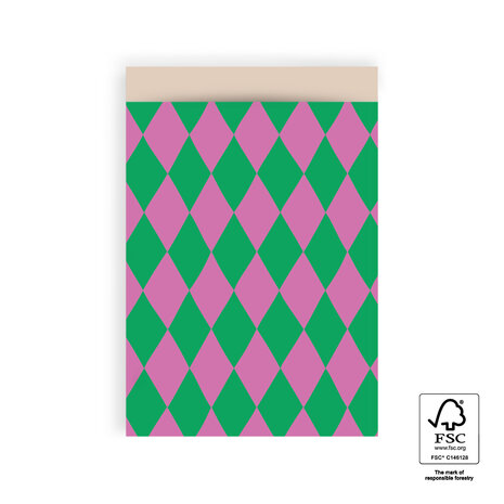 Cadeauzakjes Harlequin Green/Pink - Nude 17 x 25 cm 