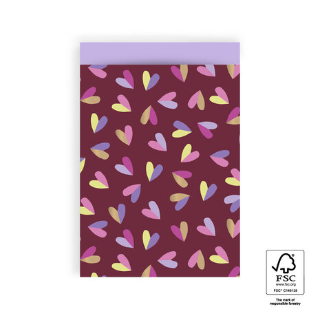 Cadeauzakjes Hearts Duo Beet Red - Lilac 17 x 25 cm 