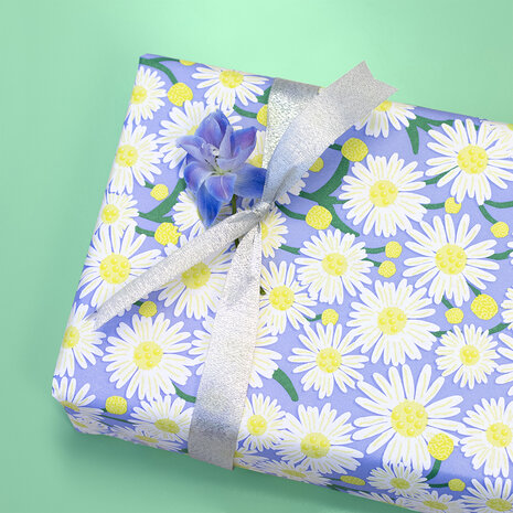 Cadeaupapier Daisy Blue - Salmon