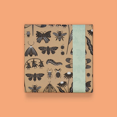 Cadeaupapier Insects Taupe - Pistache