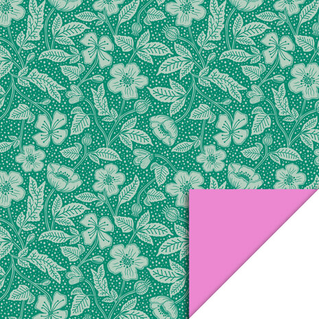 Cadeaupapier Poppy Green - Pink