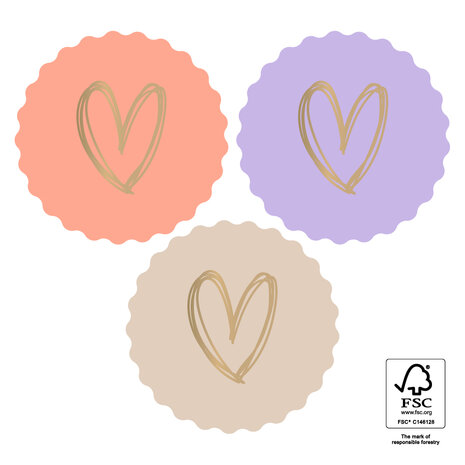 Stickers Hearts Gold - Pastel